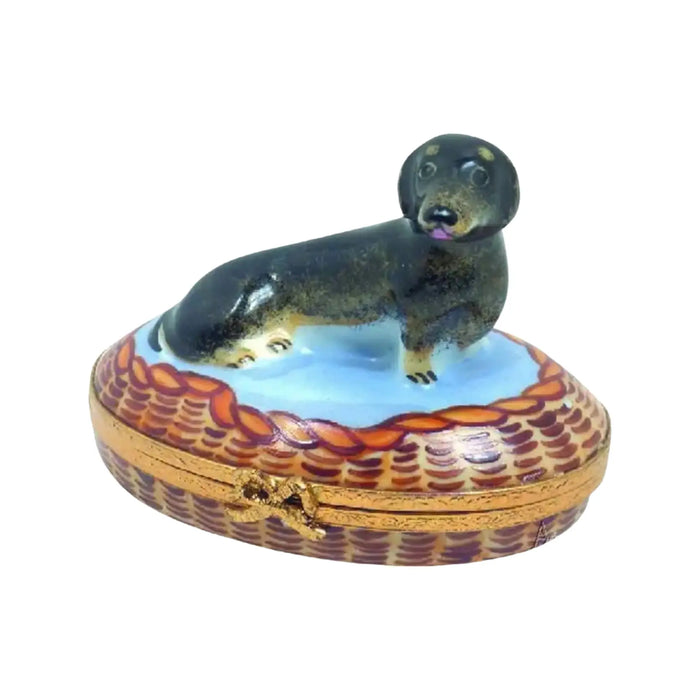 Dachshund Limoges Box for Dog Lovers Porcelain Limoges Dog French Trinket Box