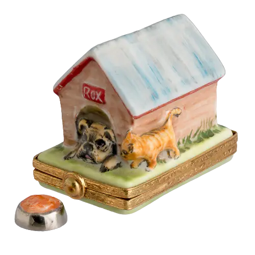 Dog House Limoges Box for Dog Lovers Porcelain Limoges Dog French Trinket Box
