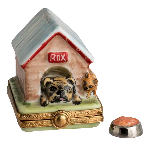 Dog House Limoges Box for Dog Lovers Porcelain Limoges Dog French Trinket Box