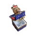 Dog in Blue Gift Box for Dog Lovers Porcelain Limoges dog limoges xmas French Trinket Box