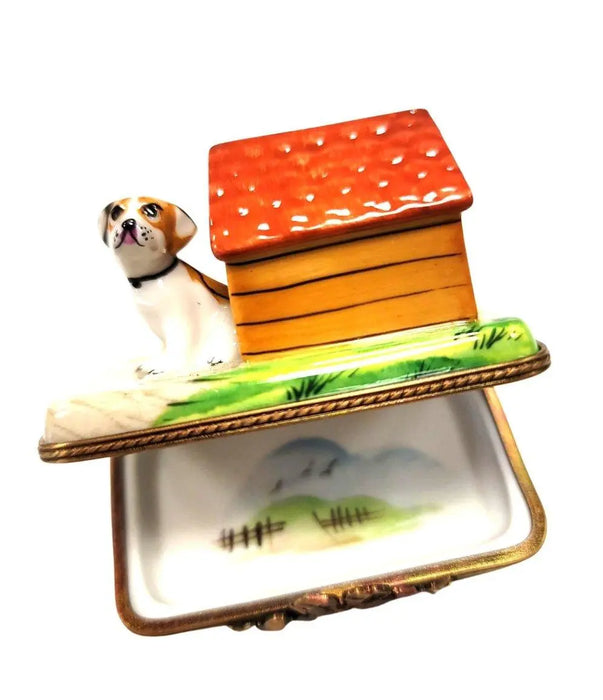 Dog in Doghouse Limoges Box for Collectors Porcelain Limoges dog French Trinket Box