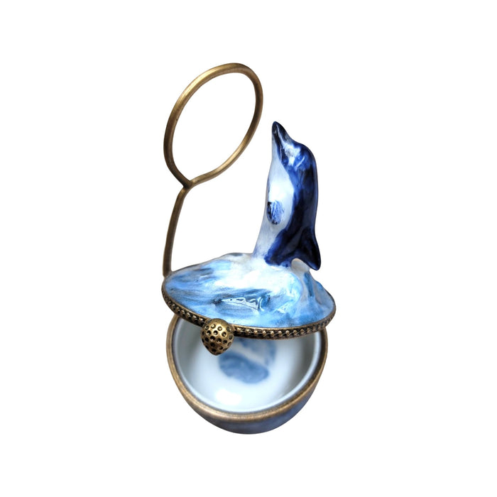 Dolphin Serenity Box for Ocean Lovers Porcelain Limoges fish ocean beach LIMOGES BOXES French Trinket Box