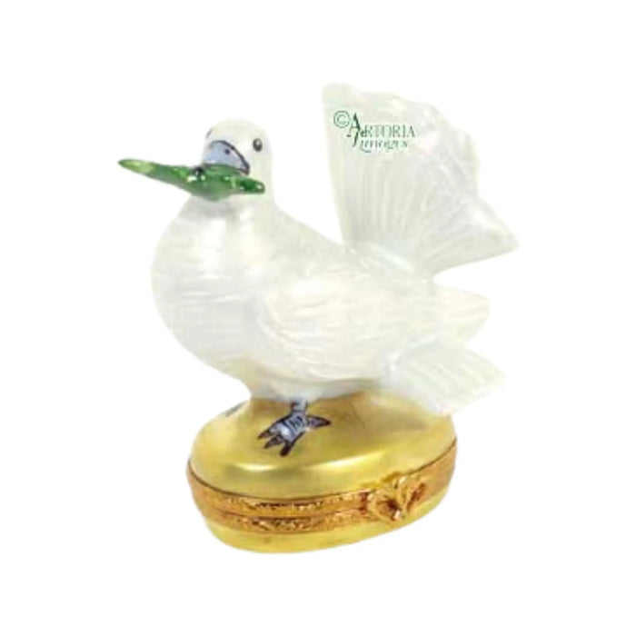 Dove with Olive Branch for Collectors Porcelain Limoges Bird Love Valentines Day Wedding French Trinket Box