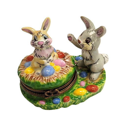 Easter Bunny Basket Delight Porcelain Limoges Easter French Trinket Box