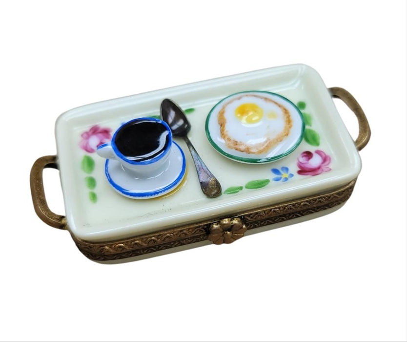 Egg & Coffee Tray Limoges Box Porcelain Figurine-furniture home LIMOGES BOXES-CH6D227