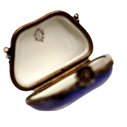 Electric Blue Flower Purse for Fashionistas Porcelain Limoges purse trinket box limoges French Trinket Box