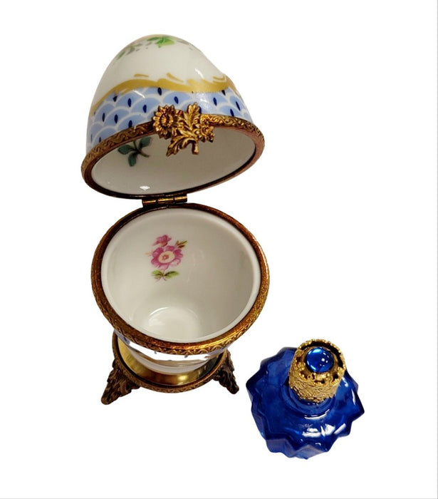 Elegant Egg Perfume Box for Collectors Porcelain Limoges Perfume egg French Trinket Box