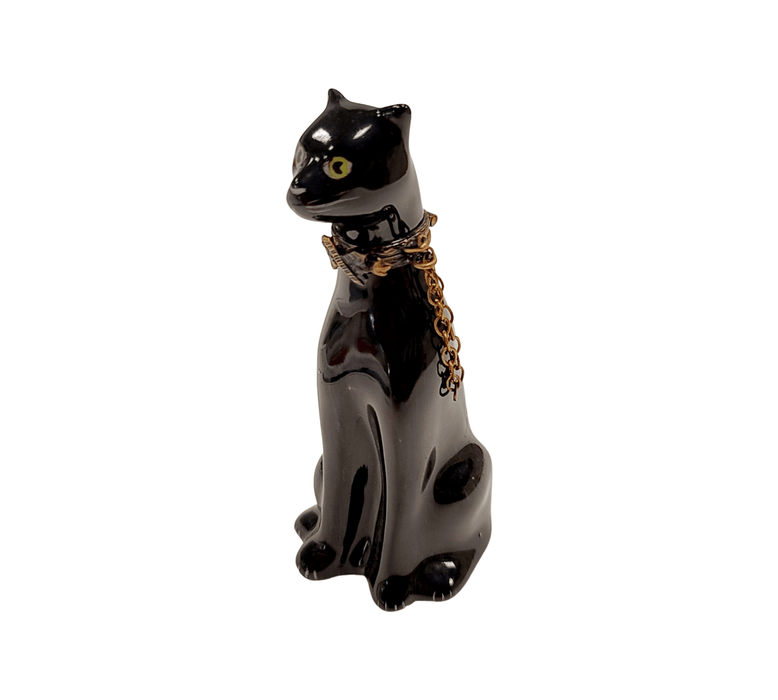 Elegant Black Panther Figurine for Nature Lovers Porcelain Limoges cat wild French Trinket Box
