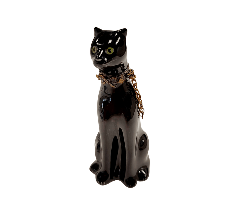 Elegant Black Panther Figurine for Nature Lovers Porcelain Limoges cat wild French Trinket Box