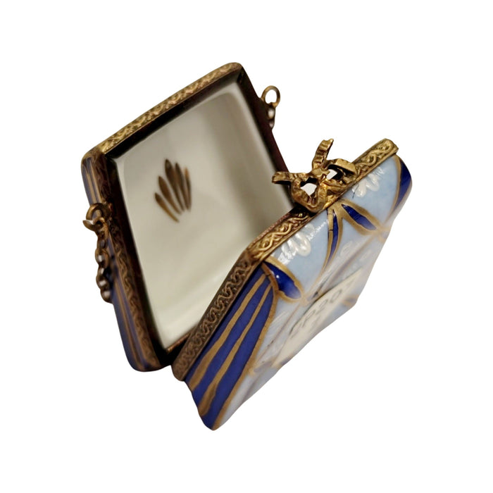 Elegant Blue Purse Limoges Box for Fashion Lovers Porcelain Limoges LIMOGES BOXES purse French Trinket Box