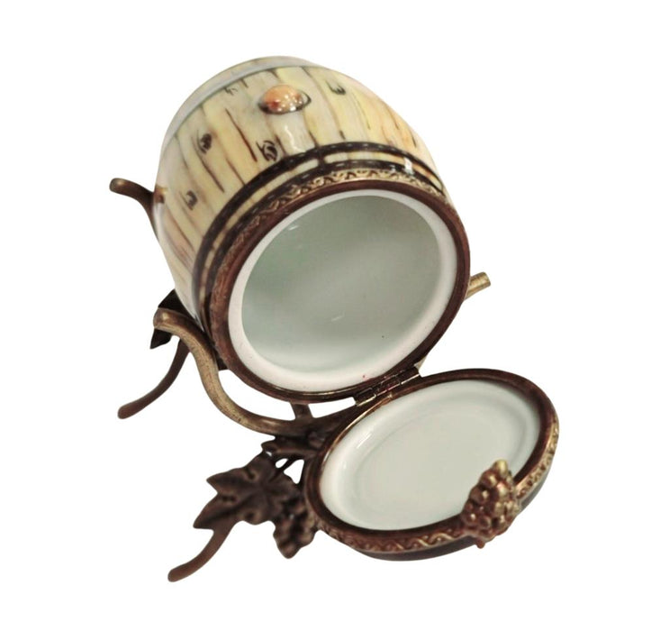 Elegant Brass Wine Barrel for Sophisticated Collectors Porcelain Limoges wine spirit men France Limoges Box French Trinket Box