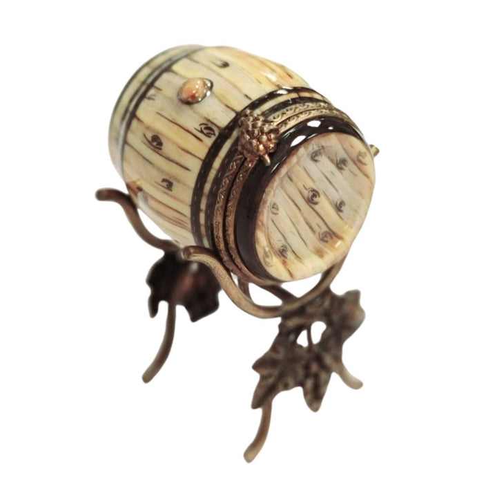 Elegant Brass Wine Barrel for Sophisticated Collectors Porcelain Limoges wine spirit men France Limoges Box French Trinket Box