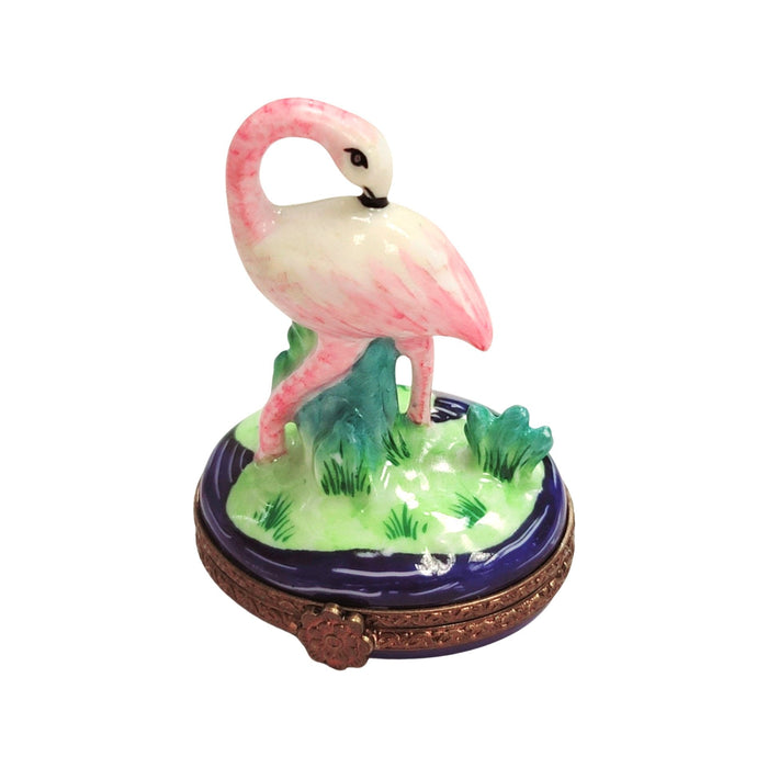 Elegant Flamingo Limoges Box for Collectors Porcelain Limoges wild birds French Trinket Box