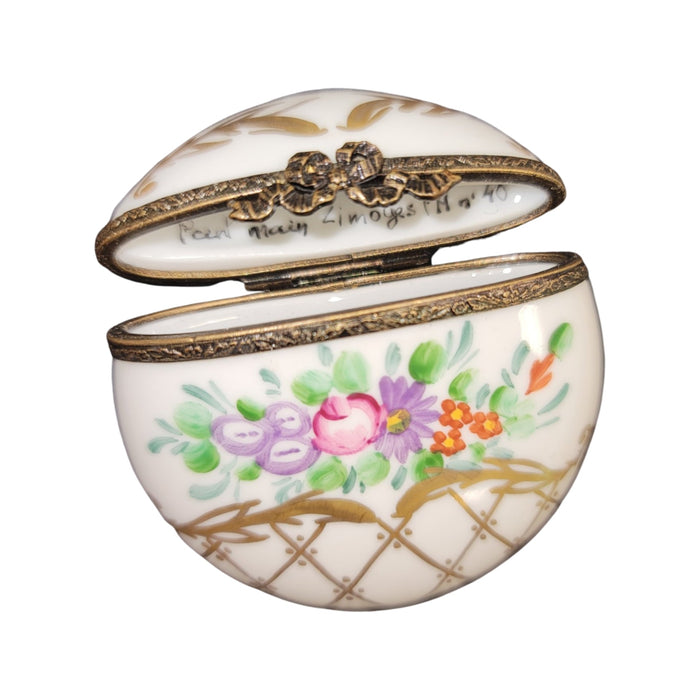 Elegant Floral Limoges Box for Collectors Porcelain Limoges round French Trinket Box