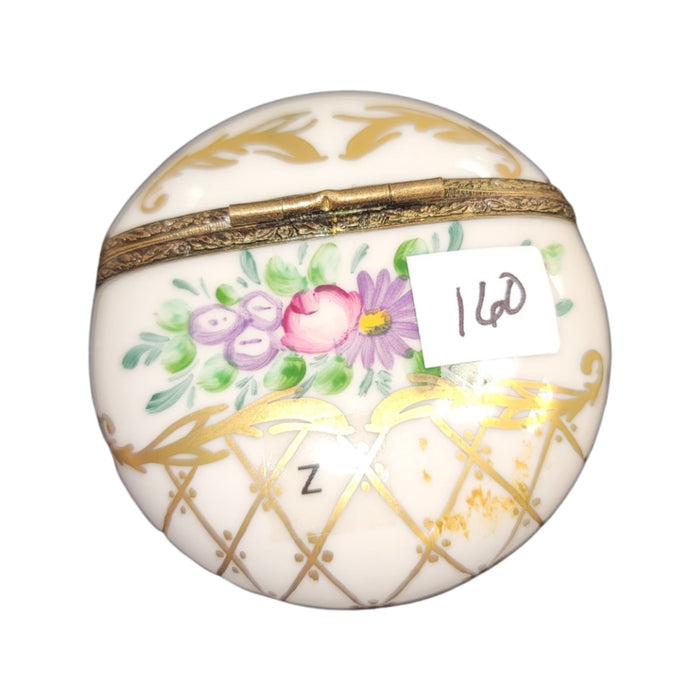 Elegant Floral Limoges Box for Collectors Porcelain Limoges round French Trinket Box