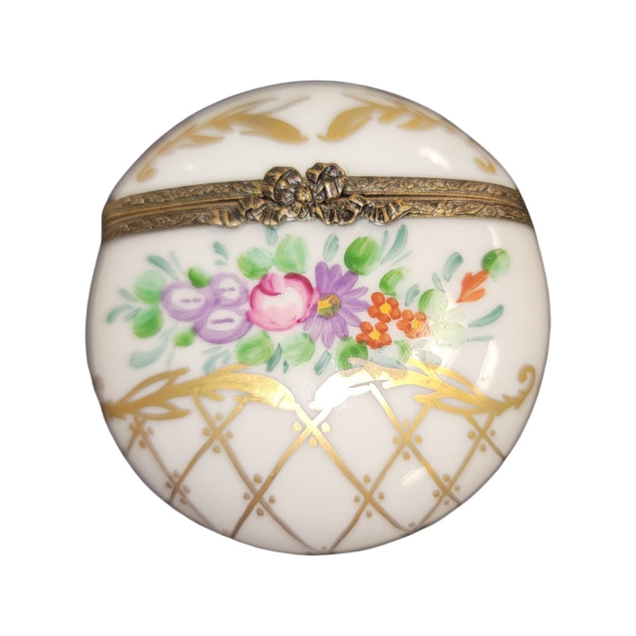 Elegant Floral Limoges Box for Collectors Porcelain Limoges round French Trinket Box
