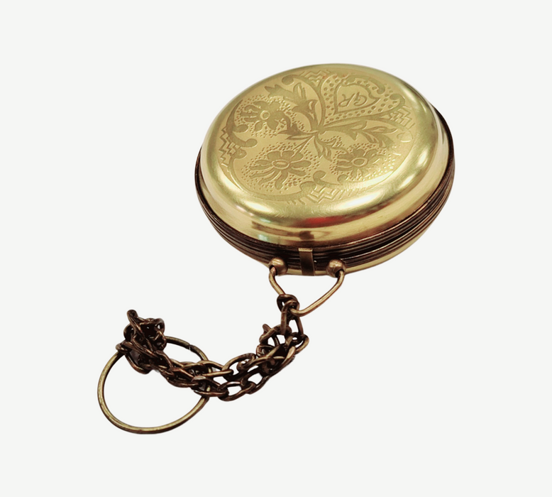 Elegant Gold Pocket Watch for Luxury Enthusiasts Porcelain Limoges professional home French Trinket Box