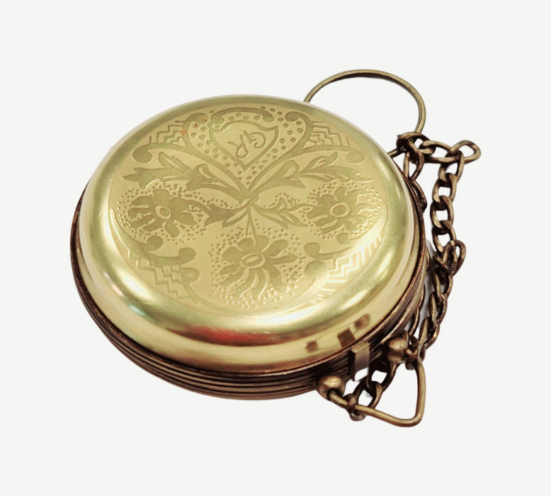 Elegant Gold Pocket Watch for Luxury Enthusiasts Porcelain Limoges professional home French Trinket Box