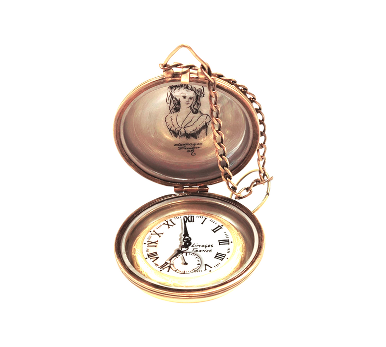 Elegant Gold Pocket Watch for Luxury Enthusiasts Porcelain Limoges professional home French Trinket Box