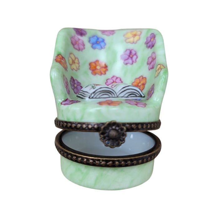 Green Chair Figurine for Home Decor Porcelain Limoges furniture French Trinket Box
