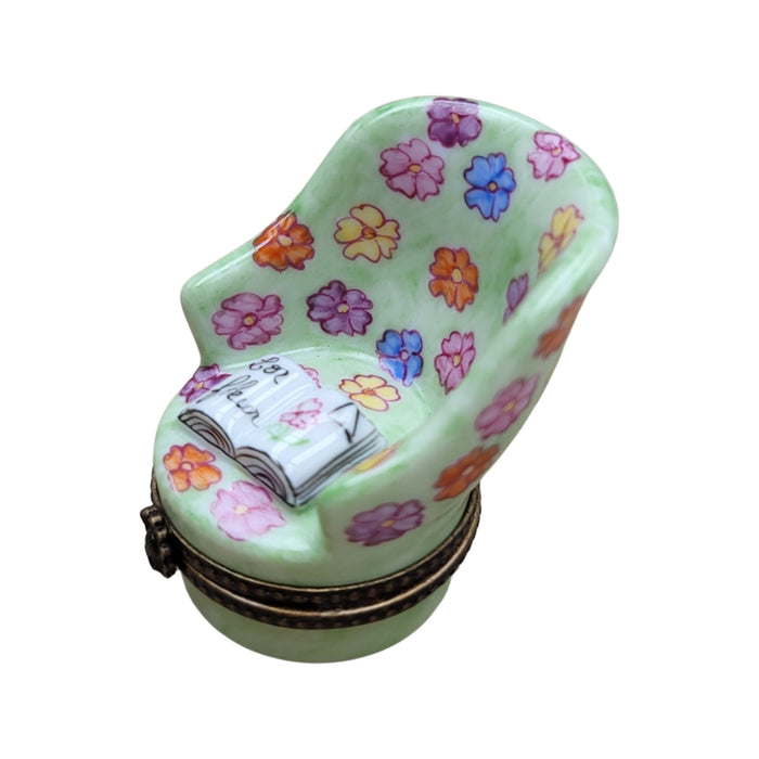 Green Chair Figurine for Home Decor Porcelain Limoges furniture French Trinket Box