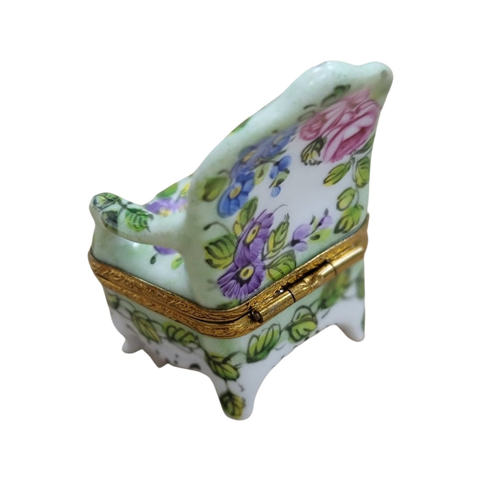 Elegant Green Chair Figurine for Home Decor Porcelain Limoges furniture French Trinket Box