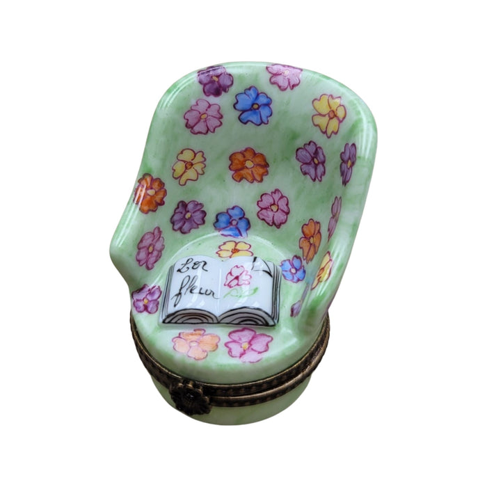 Green Chair Figurine for Home Decor Porcelain Limoges furniture French Trinket Box