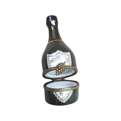 Elegant Green Champagne Box for Collectors Porcelain Limoges Wine Spirits French Trinket Box