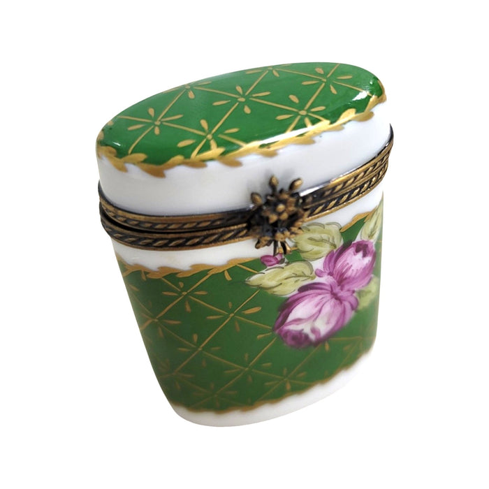 Elegant Green Floral Limoges Box for Home Decor Porcelain Limoges shaped French Trinket Box