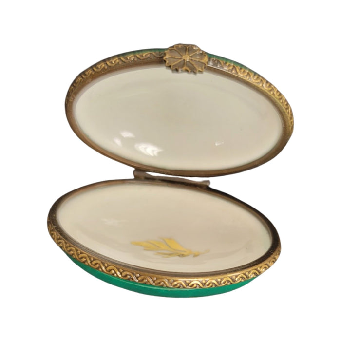 Elegant Green Limoges Box for Luxury Collectors Porcelain Limoges shaped French Trinket Box