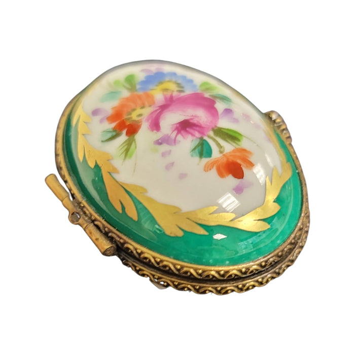 Elegant Green Limoges Box for Luxury Collectors Porcelain Limoges shaped French Trinket Box