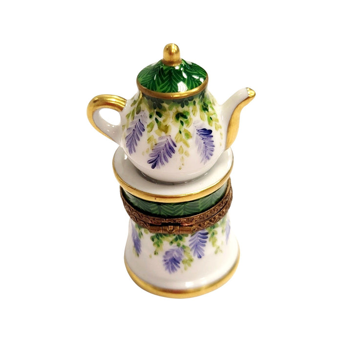 Elegant Green Teapot Figurine for Collectors Porcelain Limoges China French Trinket Box