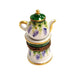 Elegant Green Teapot Figurine for Collectors Porcelain Limoges China French Trinket Box
