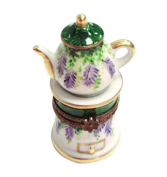 Elegant Green Teapot Figurine for Collectors Porcelain Limoges China French Trinket Box