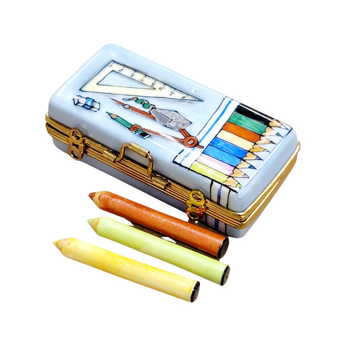 Elegant Limoges Pencil Figurine for Art Lovers Porcelain Limoges fine art Baby LIMOGES BOXES professional French Trinket Box