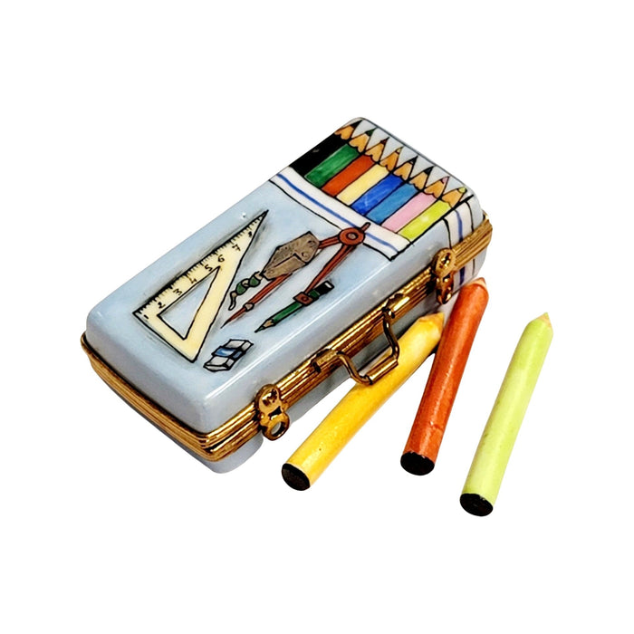 Elegant Limoges Pencil Figurine for Art Lovers Porcelain Limoges fine art Baby LIMOGES BOXES professional French Trinket Box