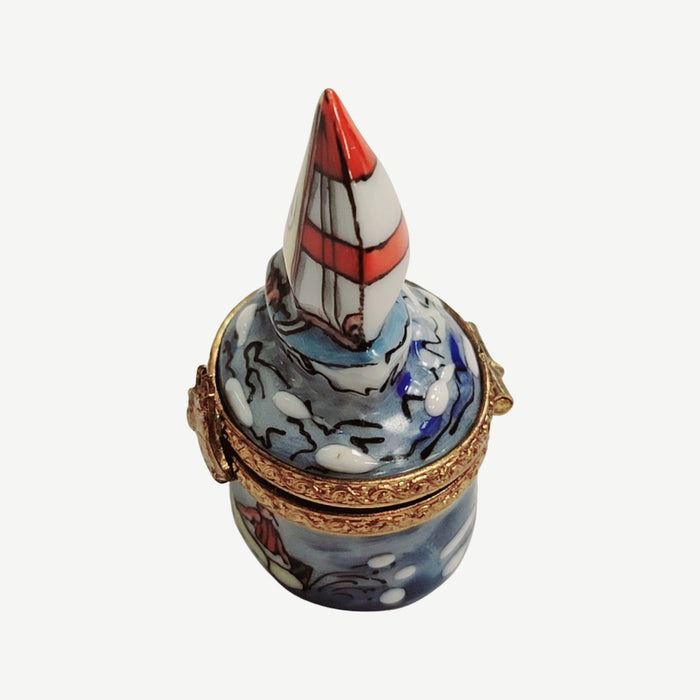 Elegant Sailboat Limoges Box for Nautical Lovers Porcelain Limoges boat beach French Trinket Box