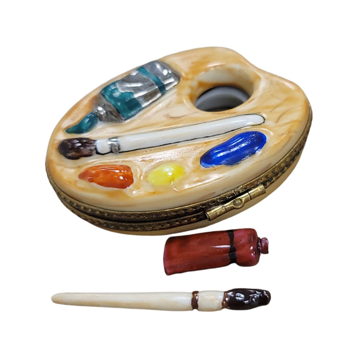 Elegant Paint Palette for Art Collectors Porcelain Limoges Fine Art French Trinket Box