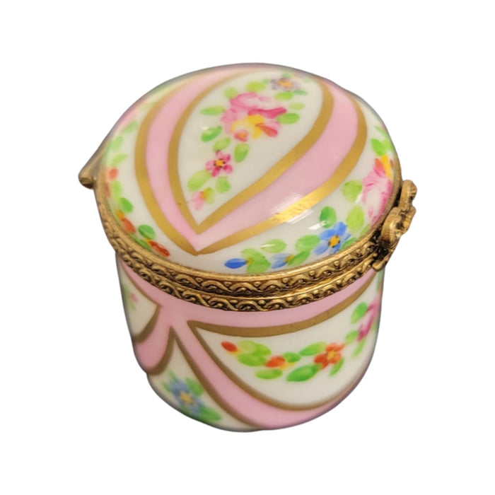 Elegant Pink Floral Limoges Box for Collectors Porcelain Limoges round French Trinket Box
