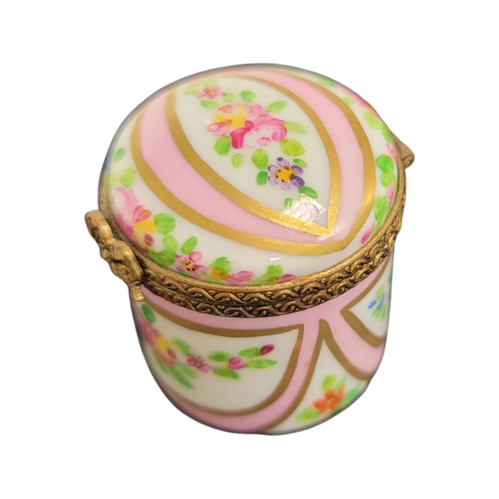 Elegant Pink Floral Limoges Box for Collectors Porcelain Limoges round French Trinket Box