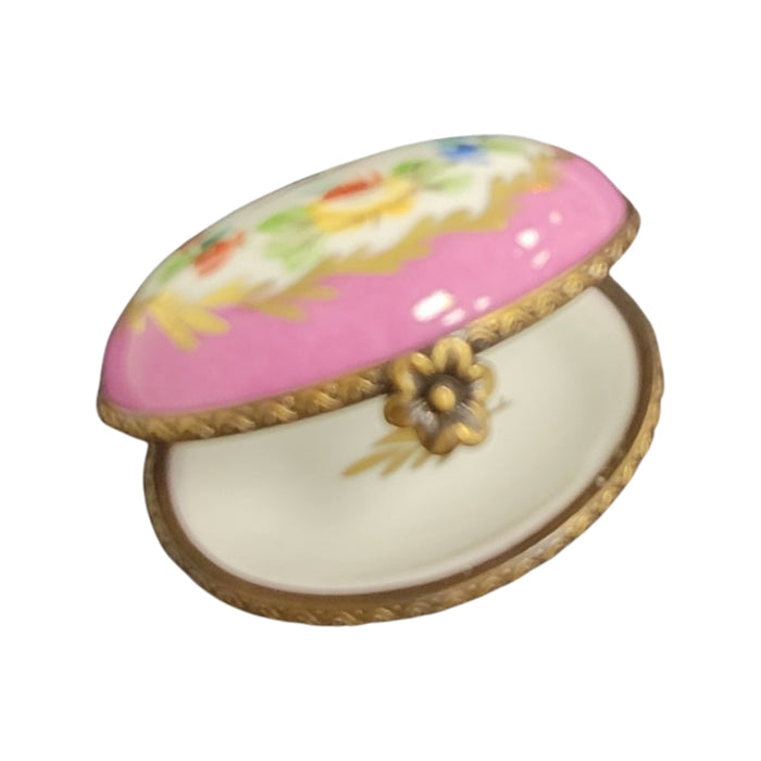 Elegant Pink Keepsake Box for Gifts Porcelain Limoges round French Trinket Box