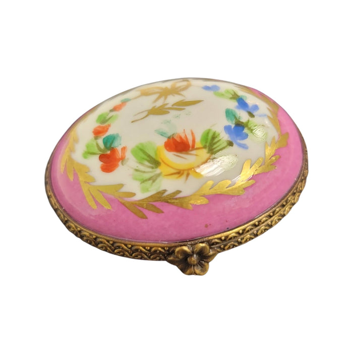 Elegant Pink Keepsake Box for Gifts Porcelain Limoges round French Trinket Box
