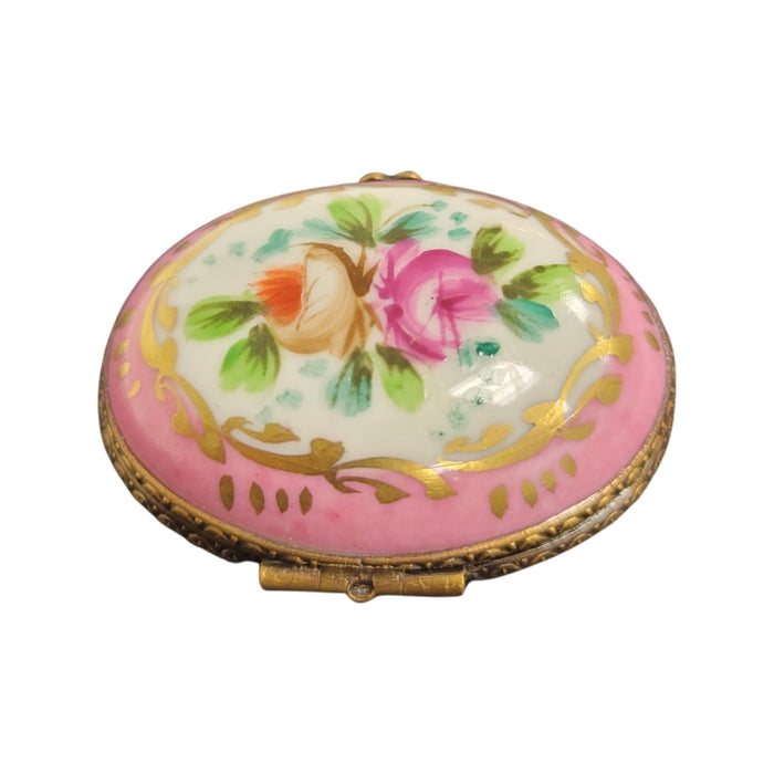 Elegant Pink Keepsake Box for Gifts Porcelain Limoges round French Trinket Box