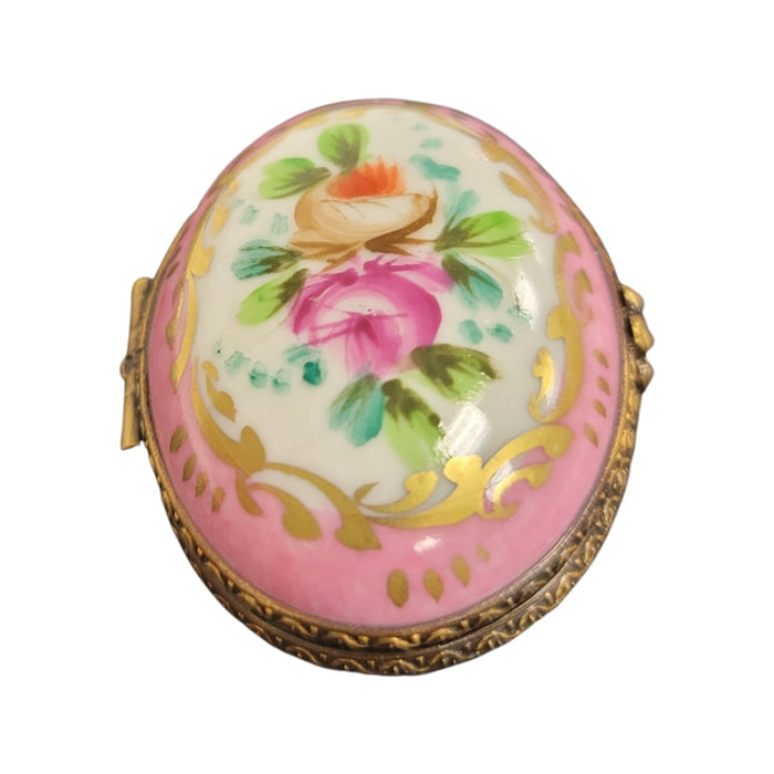 Elegant Pink Keepsake Box for Gifts Porcelain Limoges round French Trinket Box