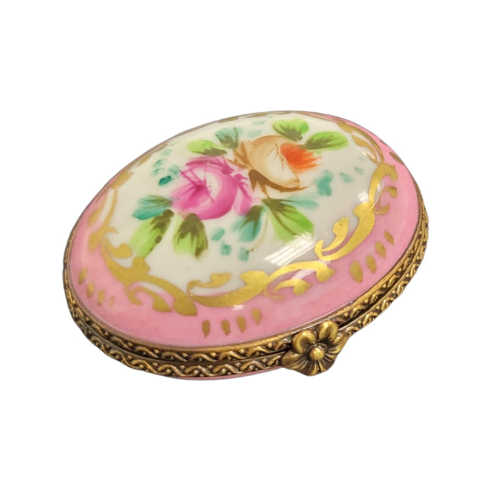 Elegant Pink Keepsake Box for Gifts Porcelain Limoges round French Trinket Box