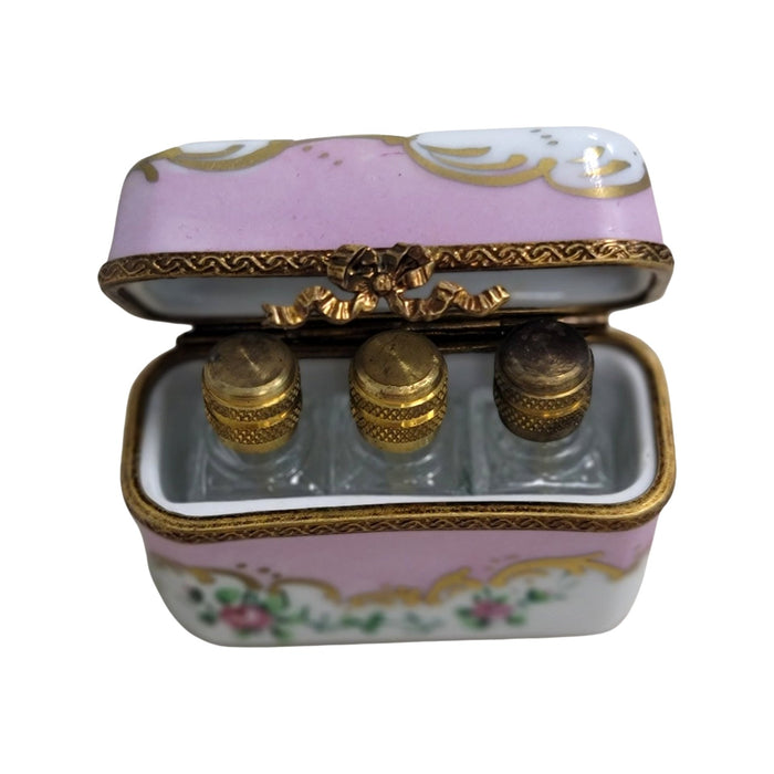 Pink Roses Trinket Box for Collectors Porcelain Limoges Perfume French Trinket Box