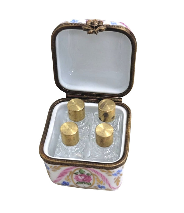 Elegant Pink Roses Box for Collectors Porcelain Limoges Perfume French Trinket Box