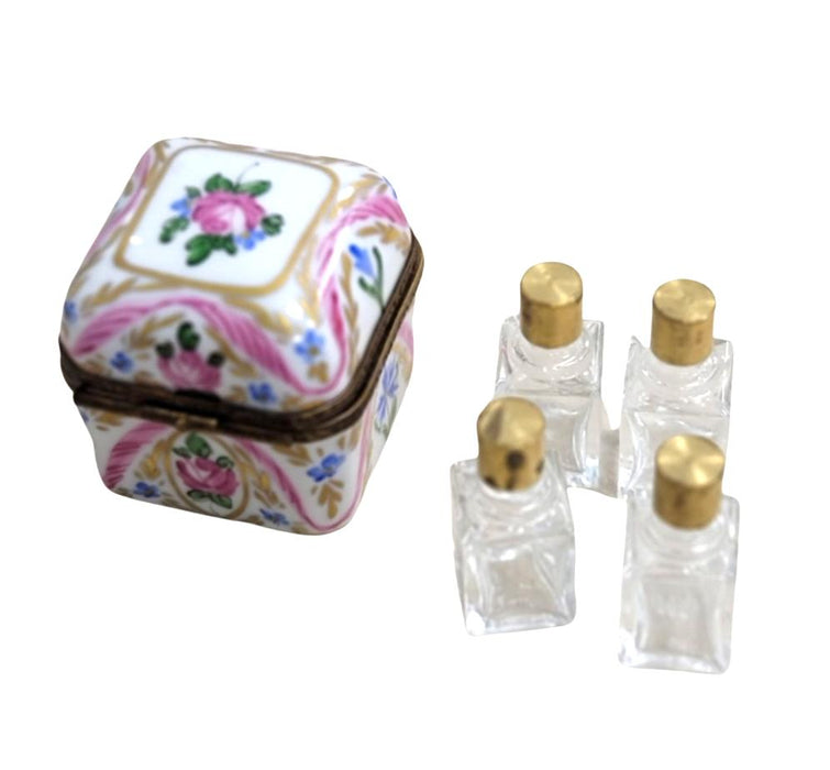 Elegant Pink Roses Box for Collectors Porcelain Limoges Perfume French Trinket Box