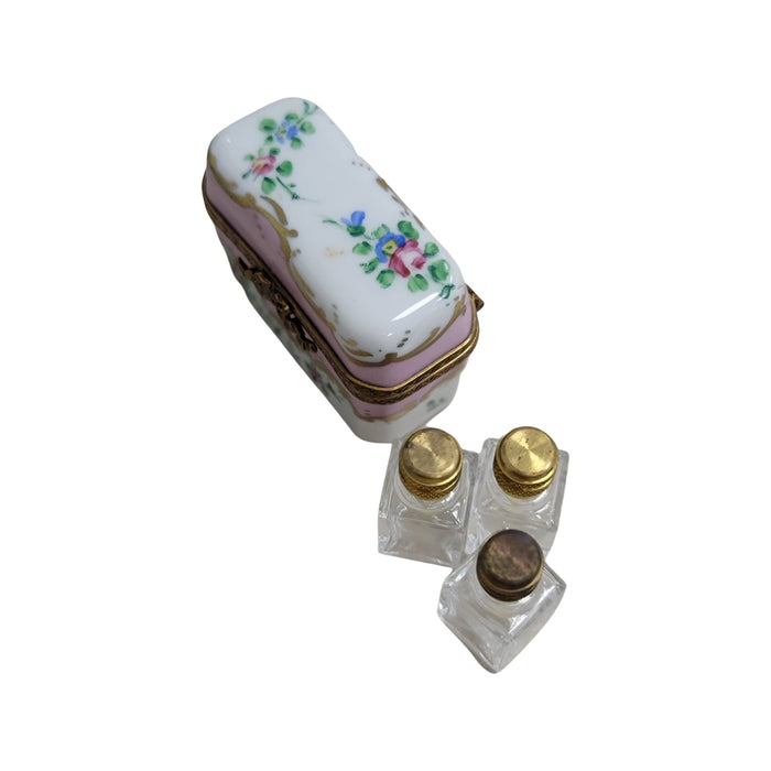 Pink Roses Trinket Box for Collectors Porcelain Limoges Perfume French Trinket Box