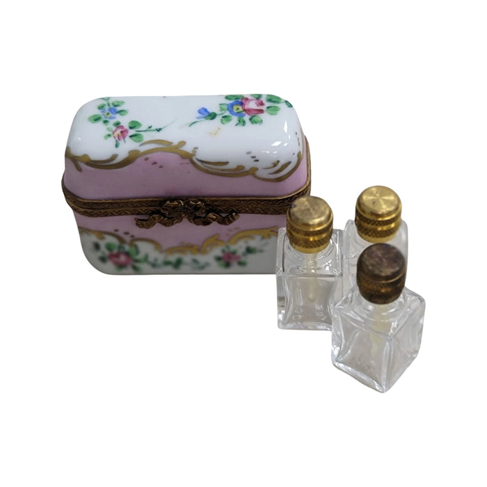 Pink Roses Trinket Box for Collectors Porcelain Limoges Perfume French Trinket Box
